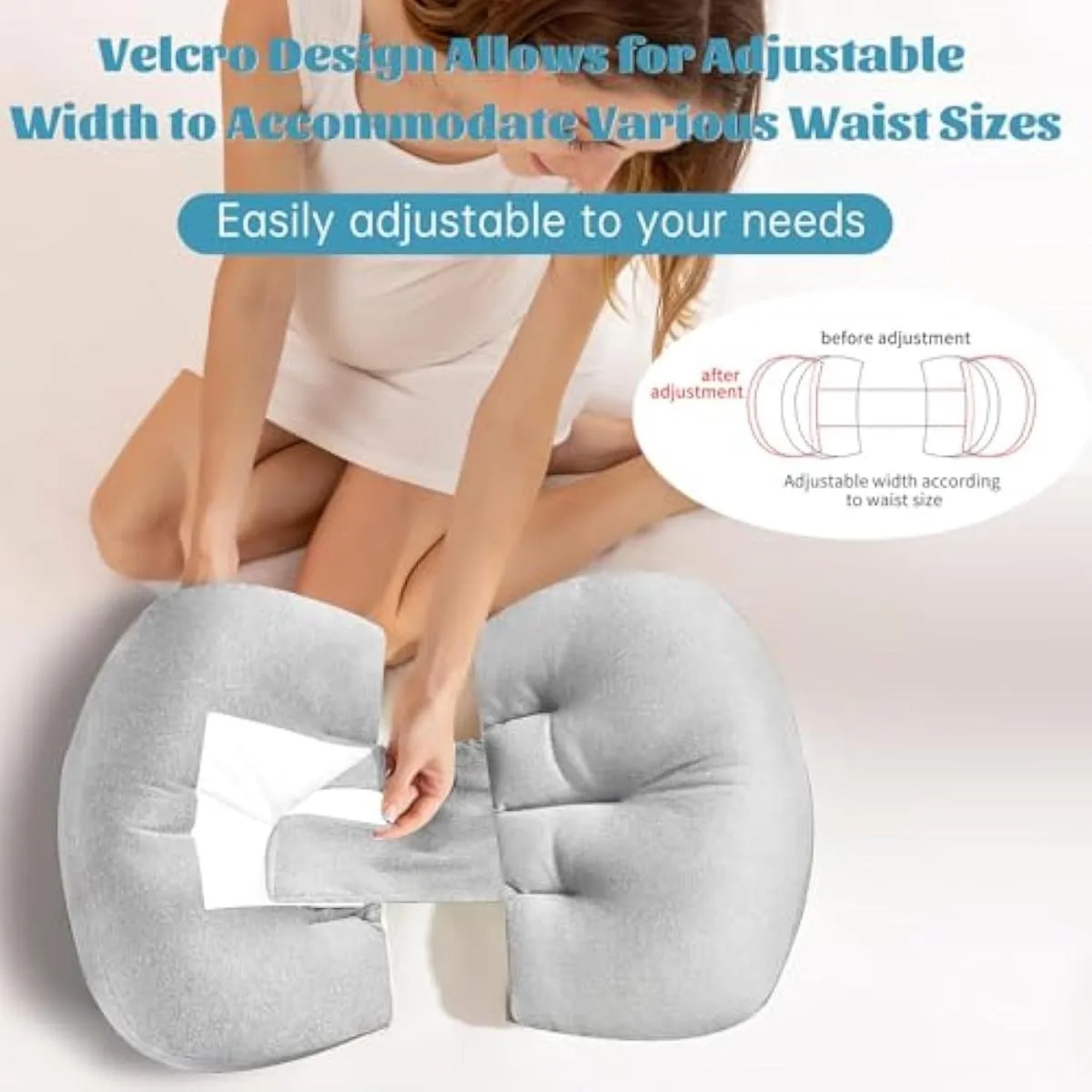 Ergonomic Pregnancy Pillow with Adjustable Velcro Strap, Full Body Support for Belly, Back & Waist – Breathable, Machine Washable Maternity Cushion for Sleeping, Reading & Relaxation Ergonomic Pregnancy Pillow with Adjustable Velcro Strap, Full Body Support for Belly, Back & Waist – Breathable, Machine Washable Maternity Cushion for Sleeping, Reading & Relaxation